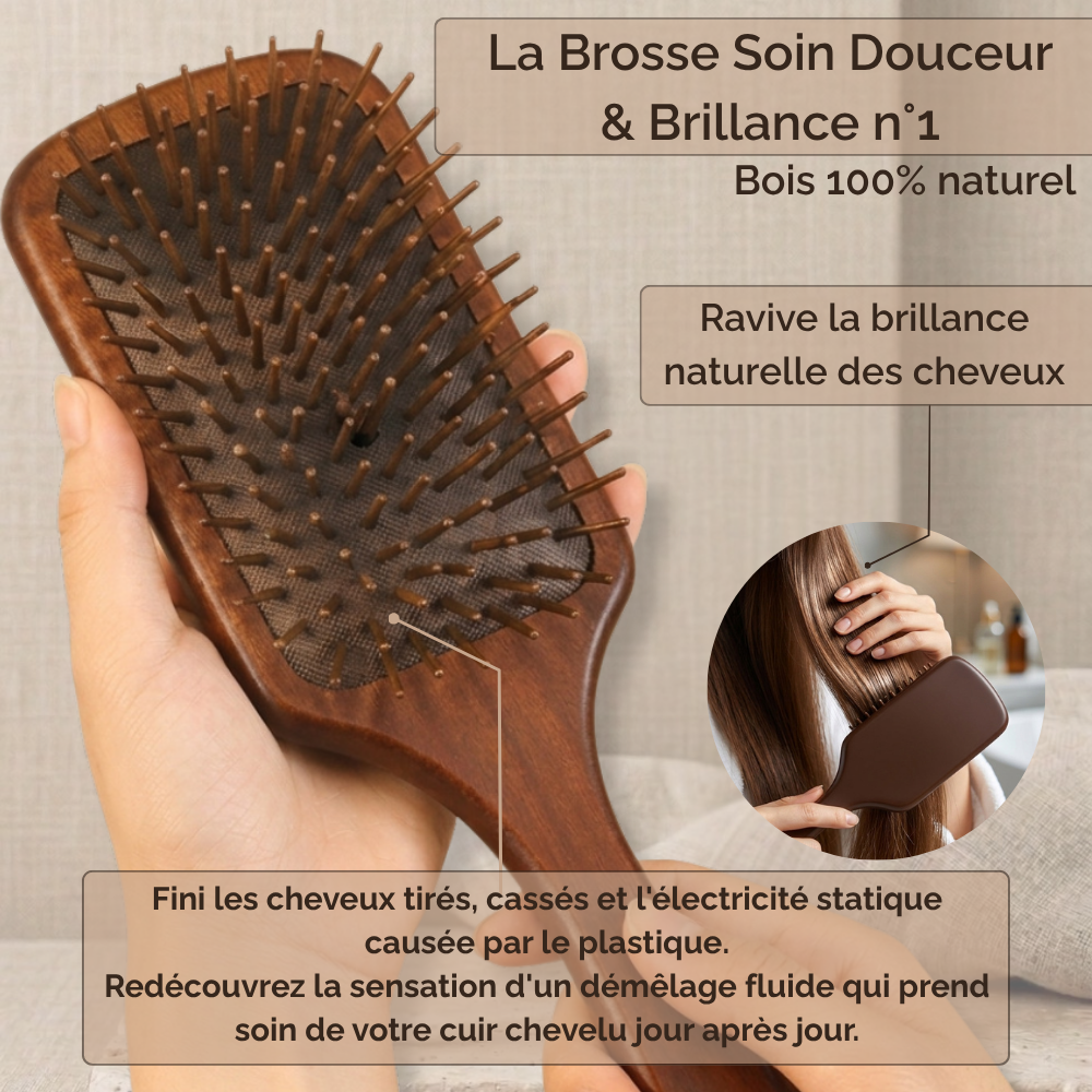 Brosse soin douceur et brillance en bois de santal naturel - Maison Aubier