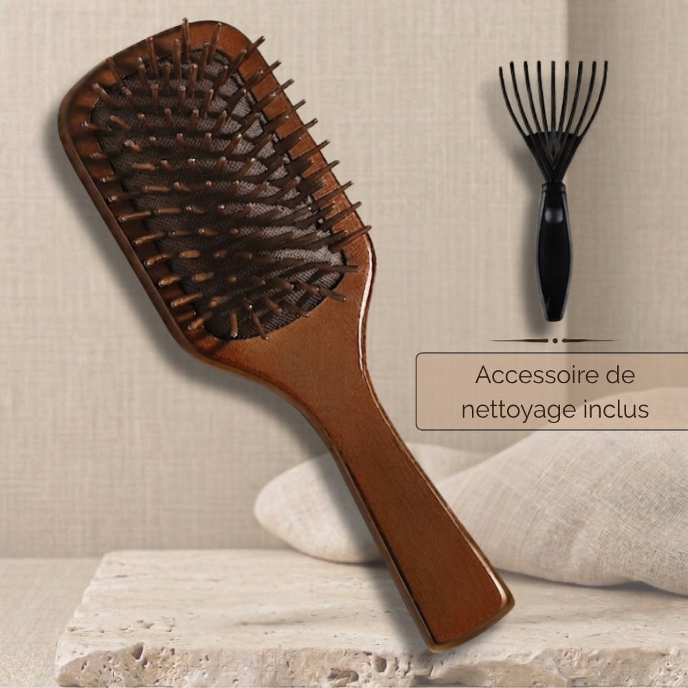 Brosse en bois de santal livrée avec son accessoire peigne de nettoyage